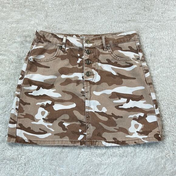 Pimkie collection tan corduroy button down denim mini skirt, 40 or small - Picture 1 of 8